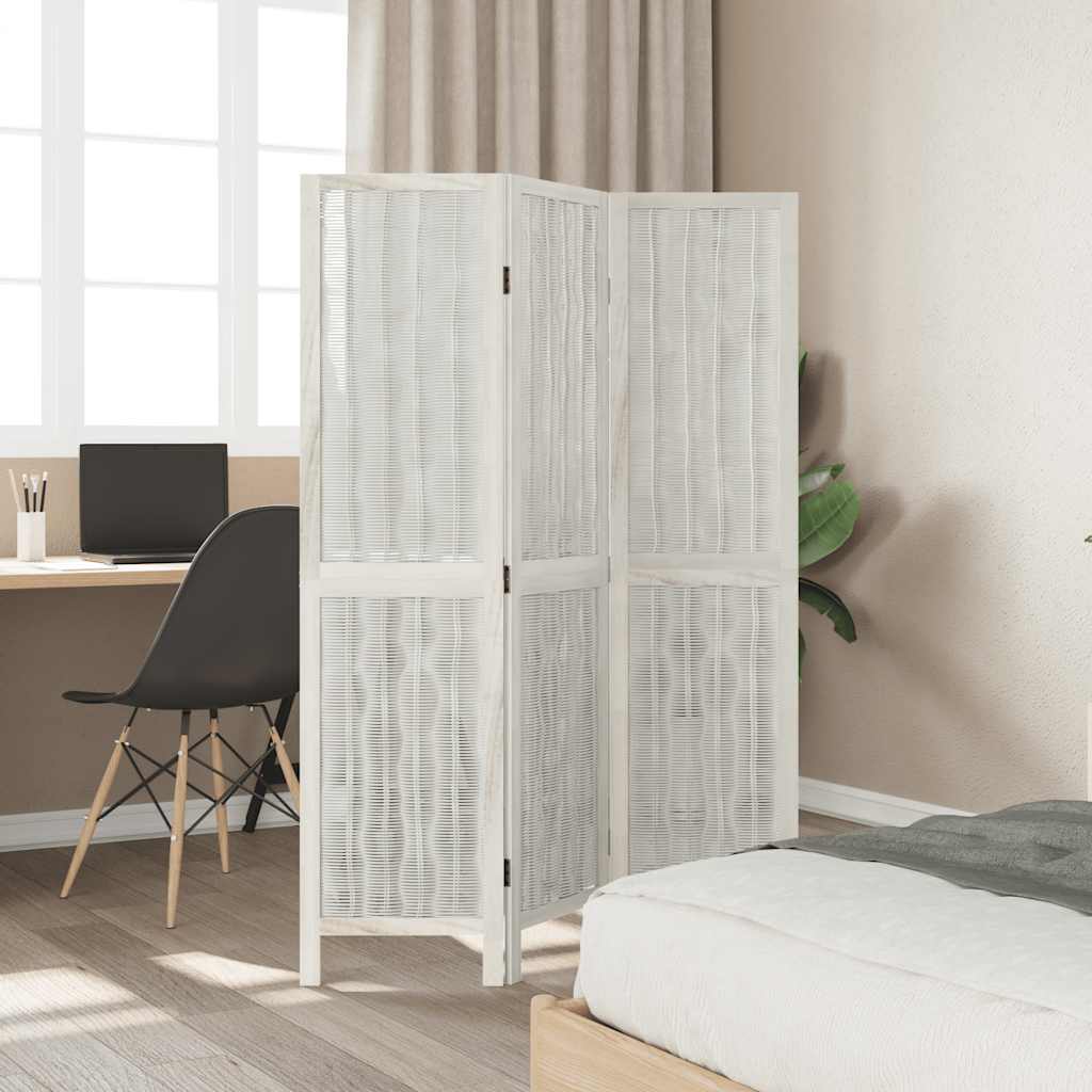 rumdeler 3 paneler massivt kejsertræ hvid - Image 3
