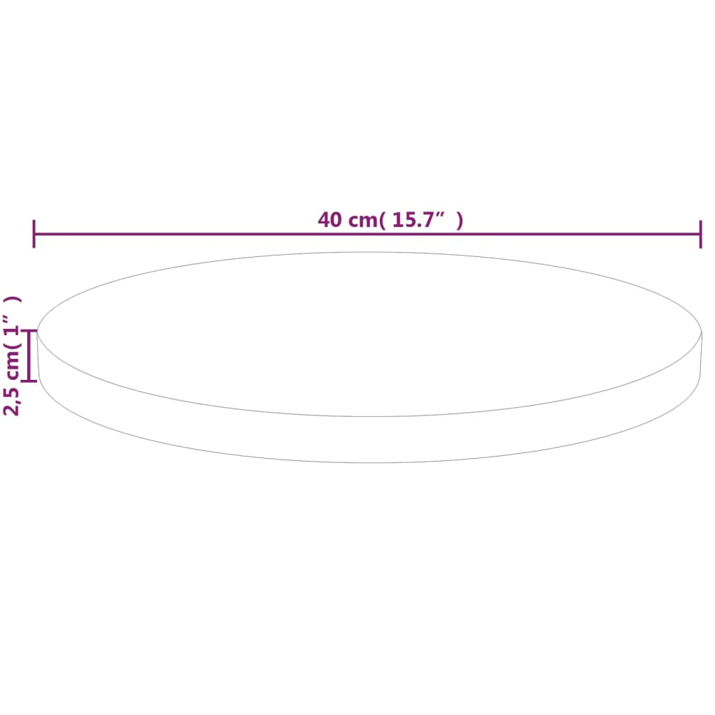 rund bordplade Ø40x2,5 cm ubehandlet massivt egetræ - Image 4