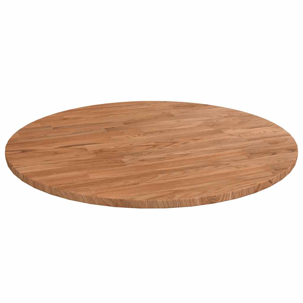 rund bordplade Ø50x1,5 cm behandlet massivt egetræ lysebrun - Image 2