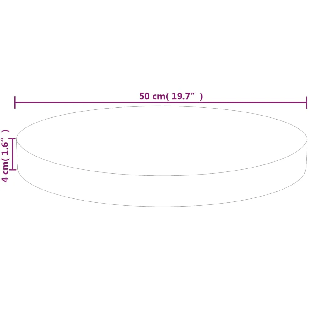 rund bordplade Ø50x4 cm ubehandlet massivt egetræ - Image 4