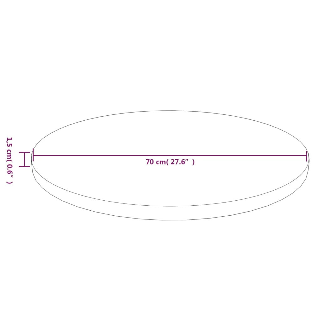 rund bordplade Ø70x1,5 cm behandlet massivt egetræ mørkebrun - Image 4