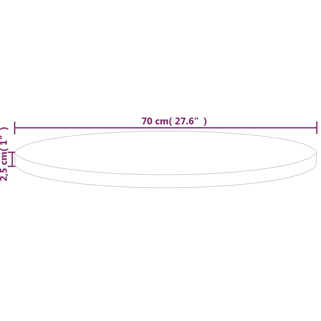 rund bordplade Ø70x2,5 cm ubehandlet massivt egetræ - Image 4