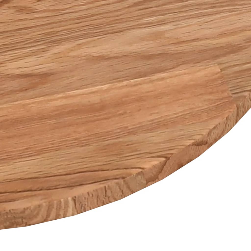 rund bordplade Ø80x1,5 cm behandlet massivt egetræ lysebrun - Image 3