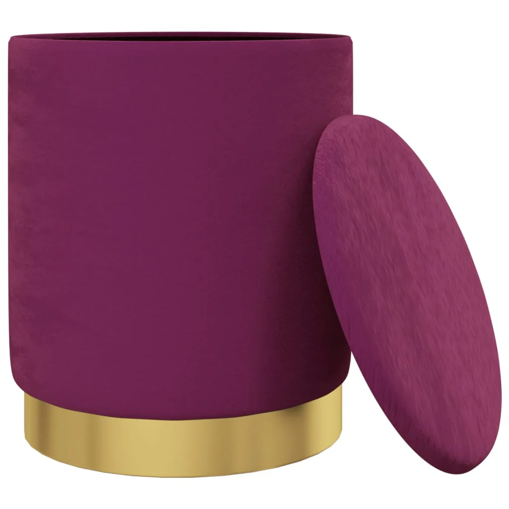 rund puf fløjl 31 x 37 cm lilla - Image 3