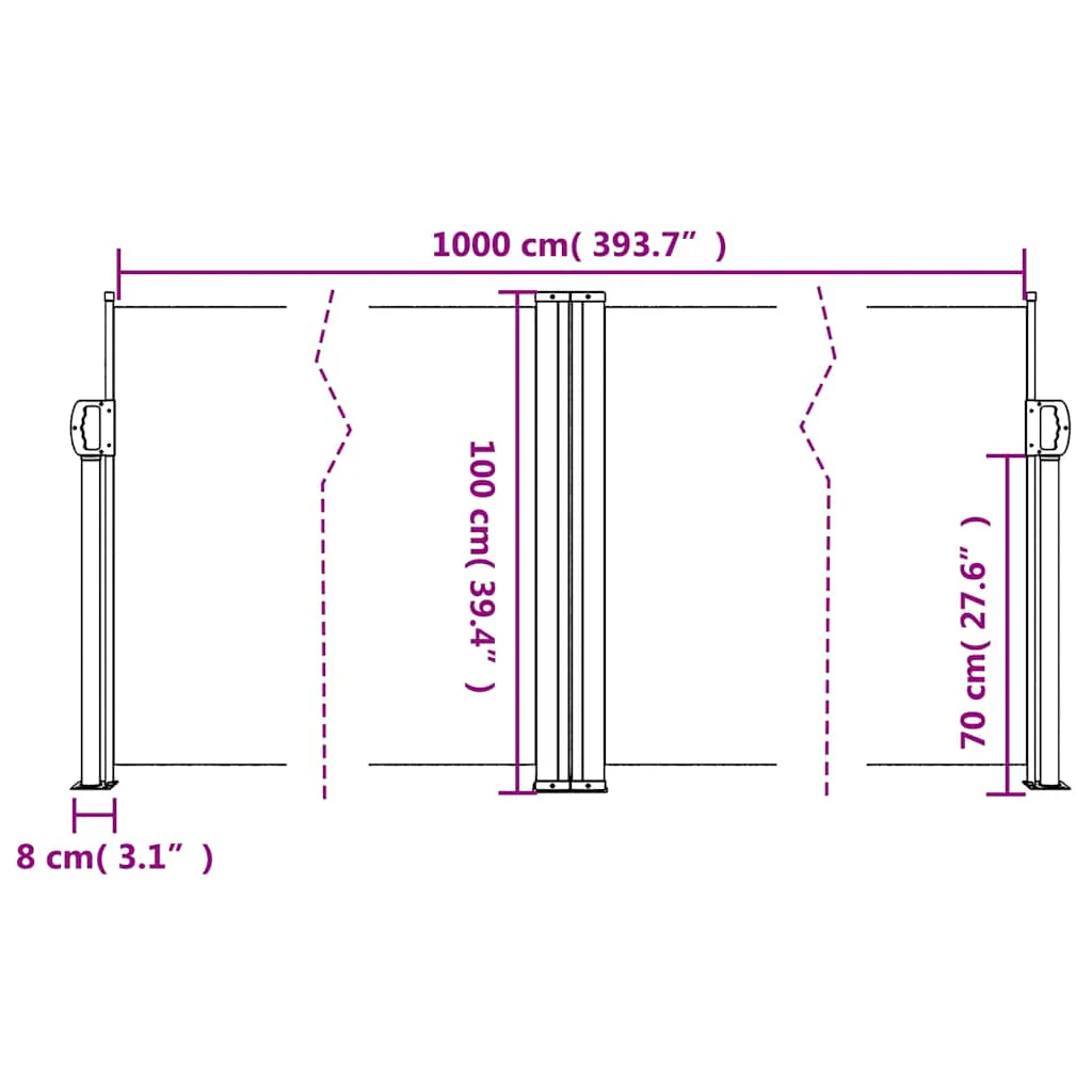 sammenrullelig sidemarkise 100 x 1000 cm brun - Image 9