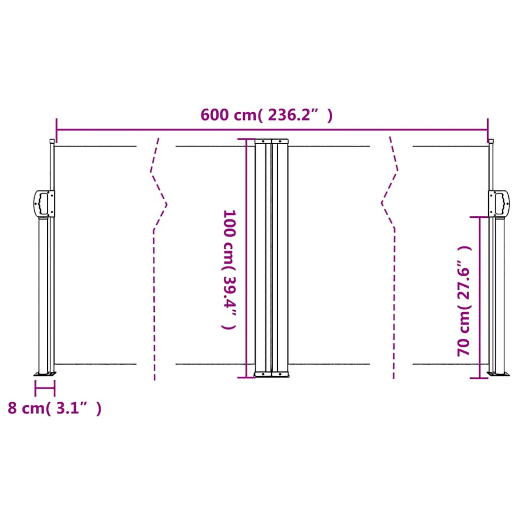 sammenrullelig sidemarkise 100x600 cm gråbrun - Image 9