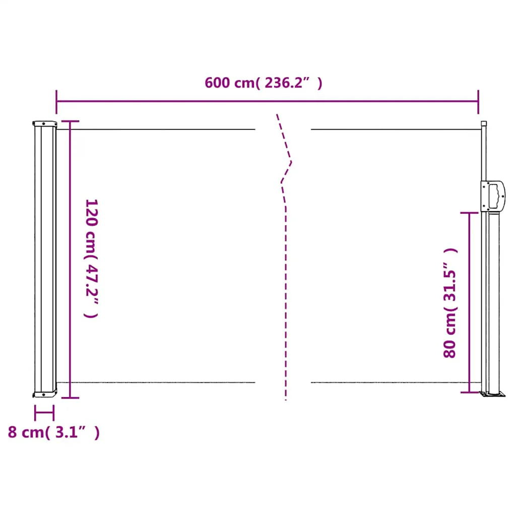 sammenrullelig sidemarkise 120 x 600 cm beige - Image 9