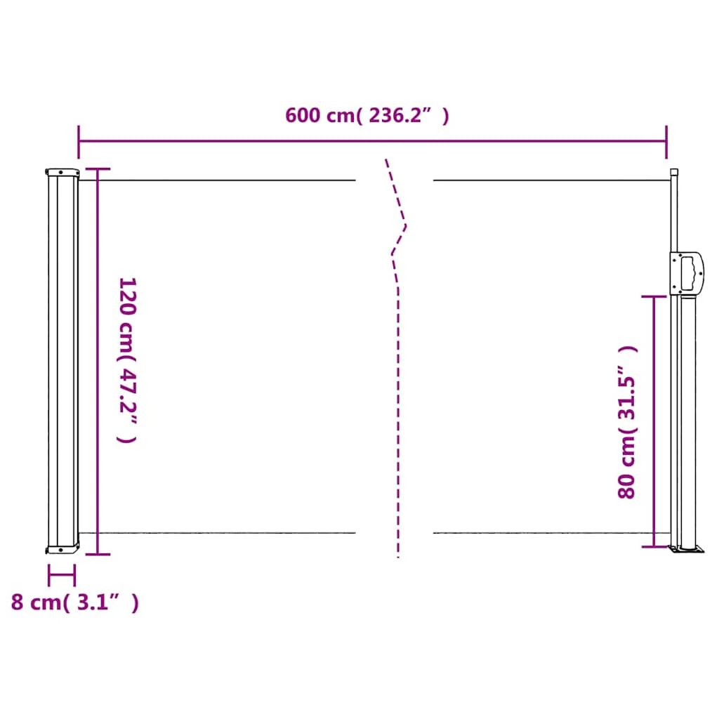 sammenrullelig sidemarkise 120 x 600 cm gråbrun - Image 9