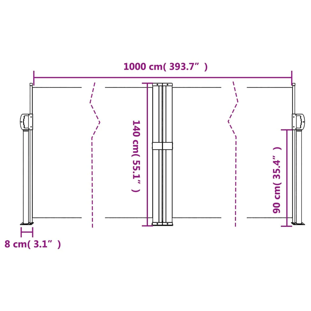 sammenrullelig sidemarkise 140 x 1000 cm brun - Image 9