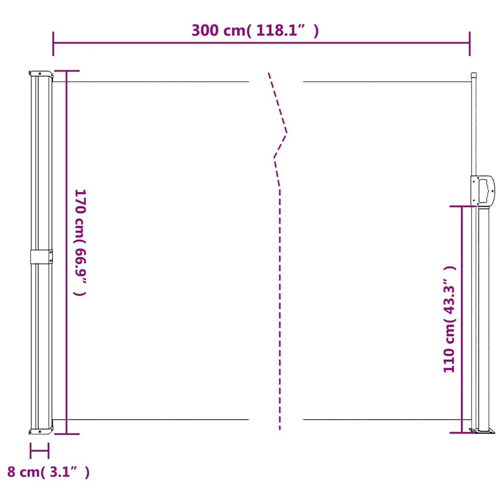 sammenrullelig sidemarkise 170x300 cm mørkegrøn - Image 9