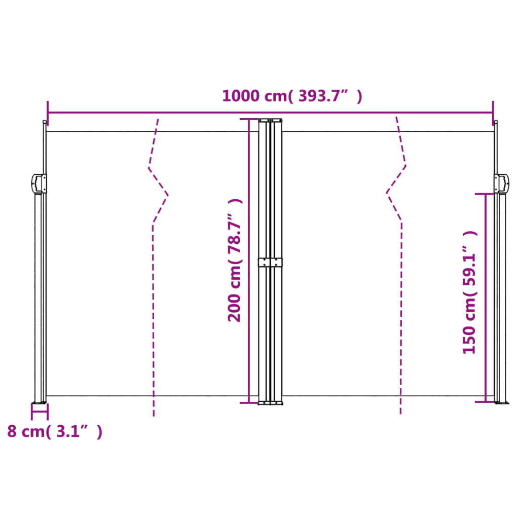 sammenrullelig sidemarkise 200x1000 cm blå - Image 9