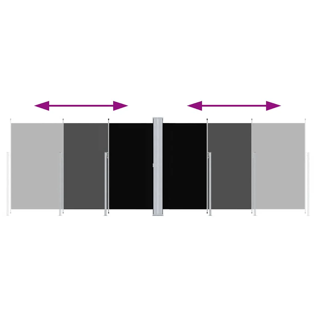 sammenrullelig sidemarkise 200x600 cm sort - Image 3