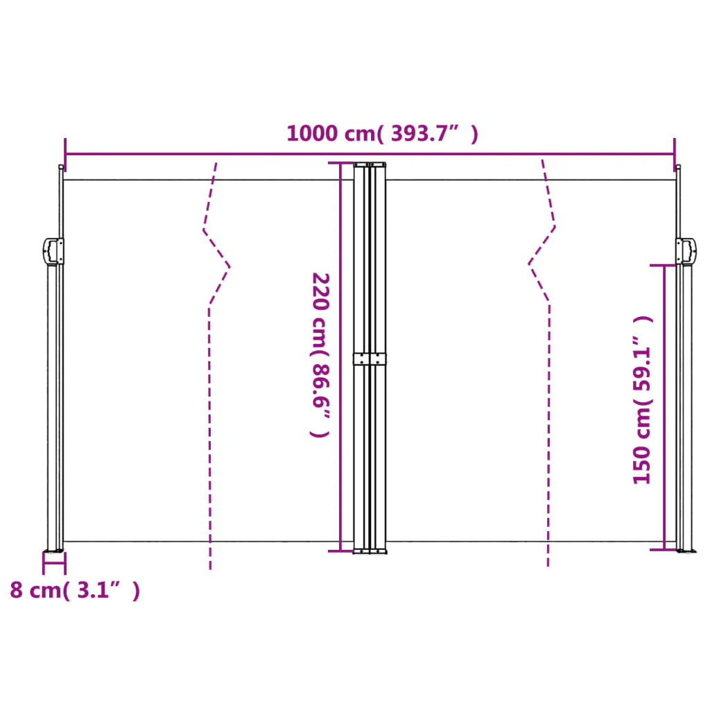 sammenrullelig sidemarkise 220x1000 cm rød - Image 9
