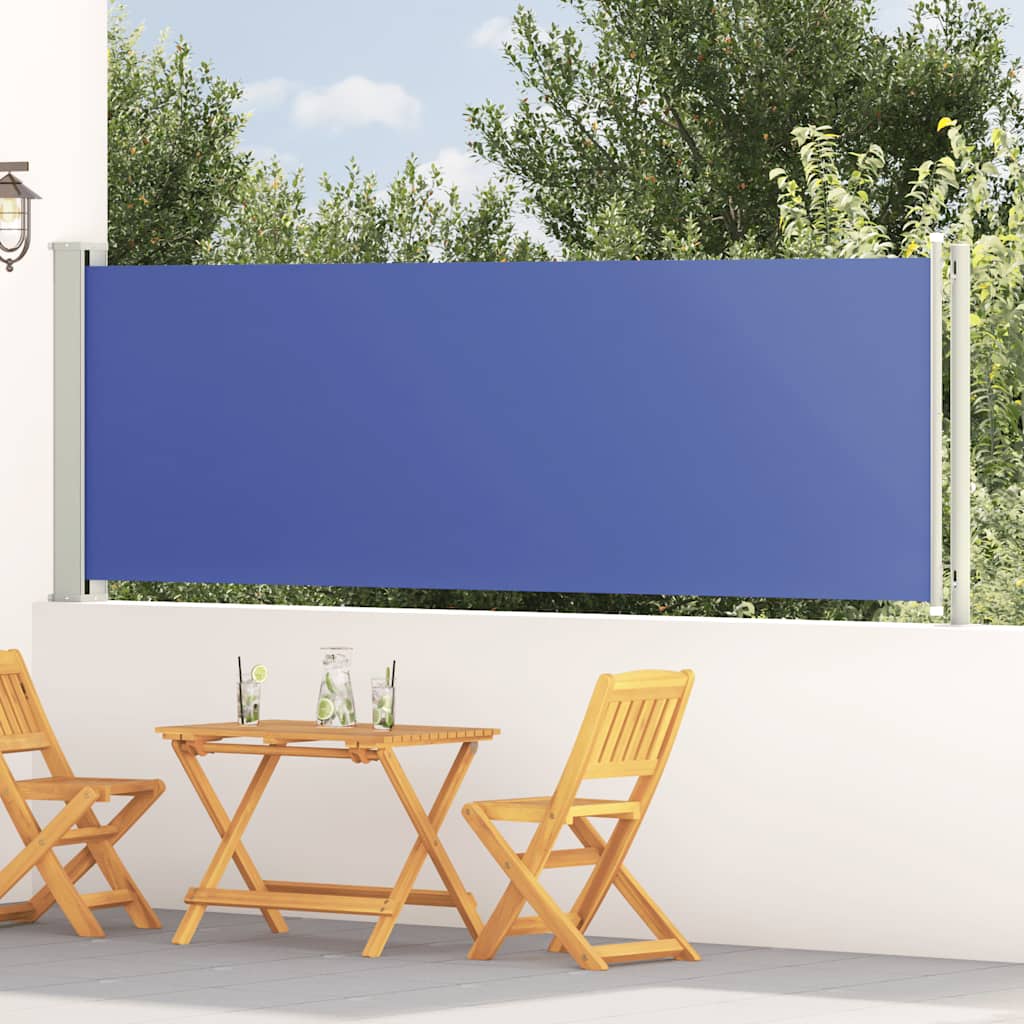 sammenrullelig sidemarkise til terrassen 117x600 cm blå