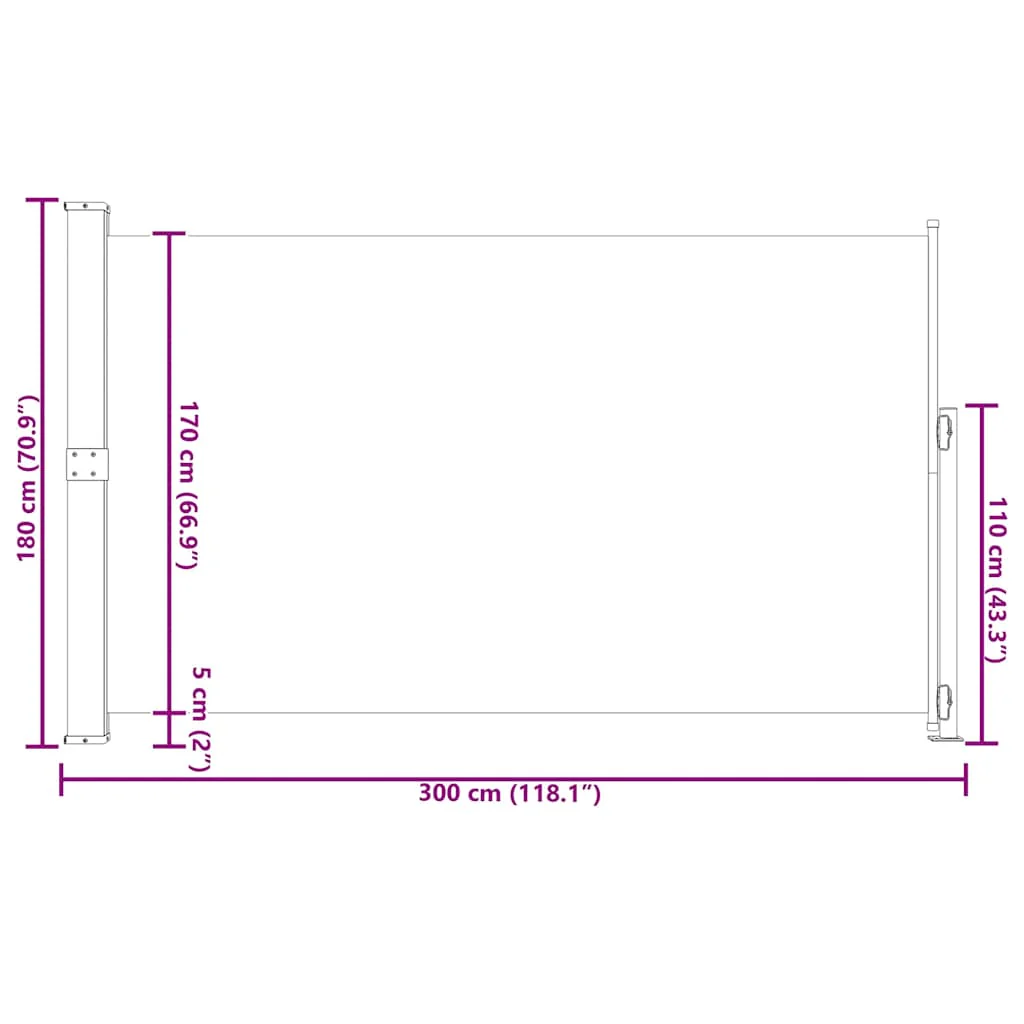sammenrullelig sidemarkise til terrassen 180x300 cm brun - Image 8
