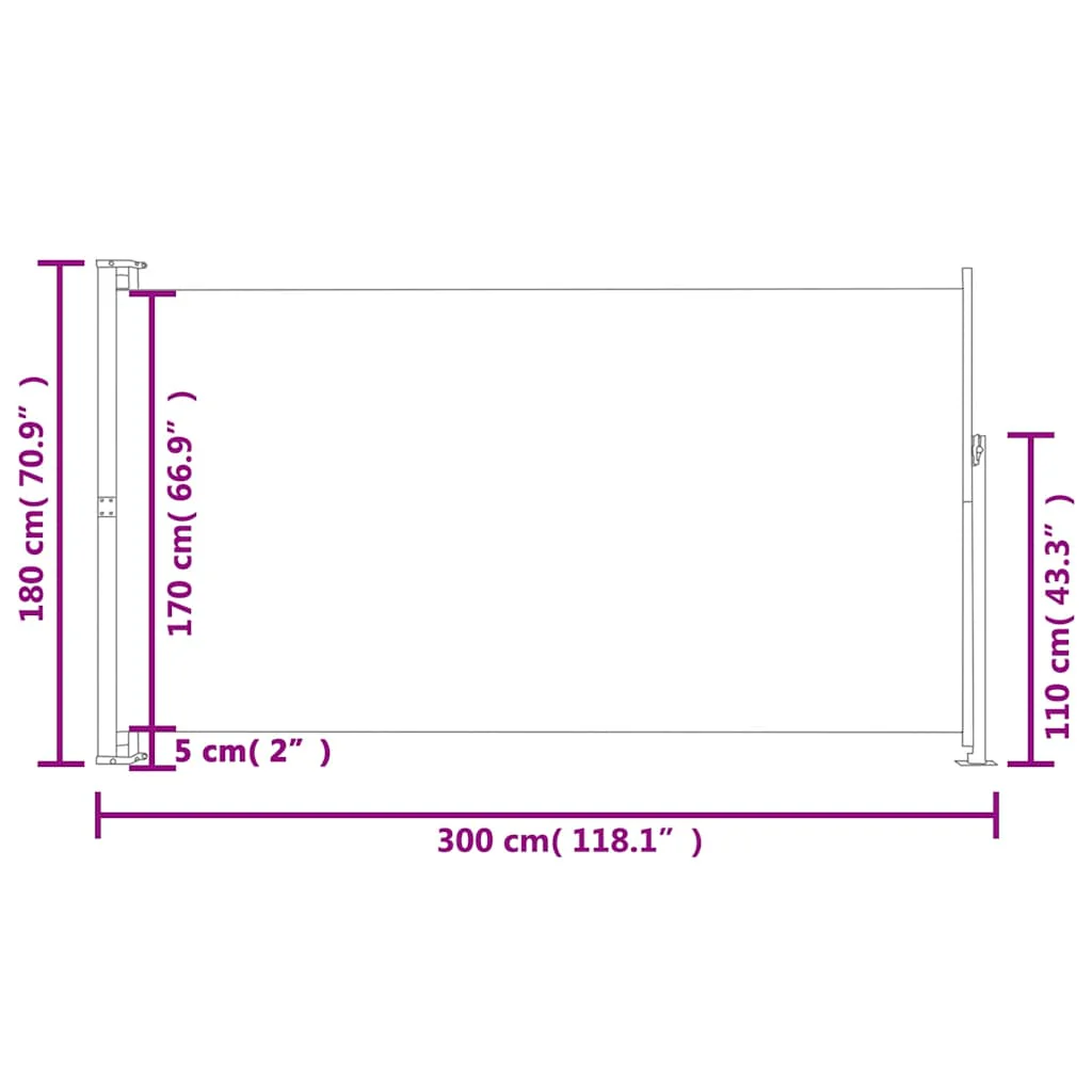 sammenrullelig sidemarkise til terrassen 180x300 cm sort - Image 7