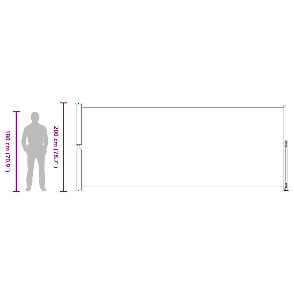 sammenrullelig sidemarkise til terrassen 200x500 cm sort - Image 10