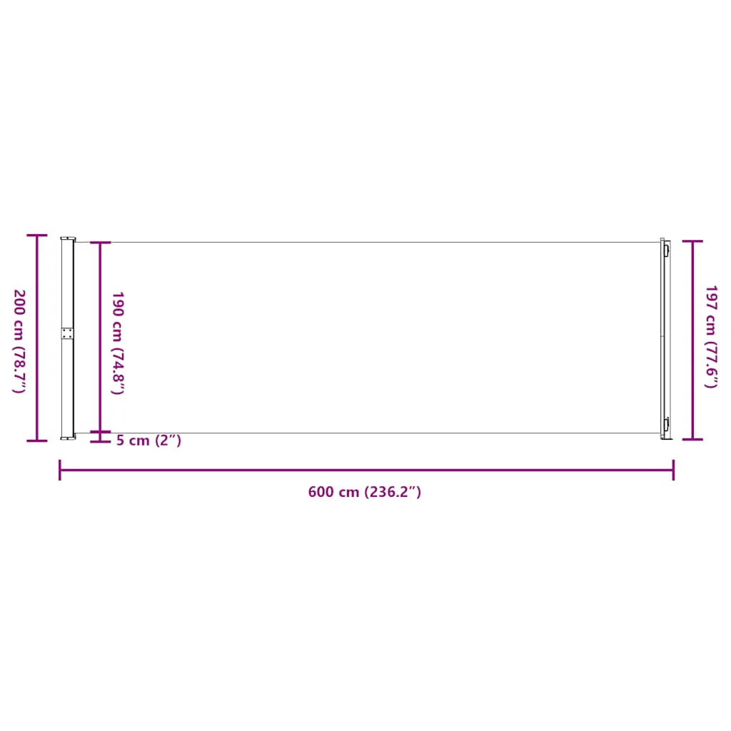 sammenrullelig sidemarkise til terrassen 200x600 cm grå - Image 10