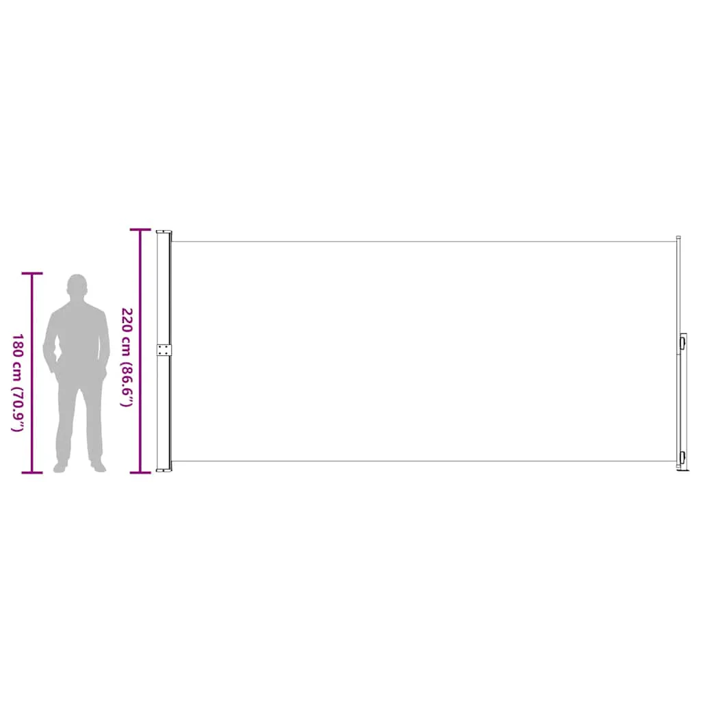 sammenrullelig sidemarkise til terrassen 220x500 cm sort - Image 10