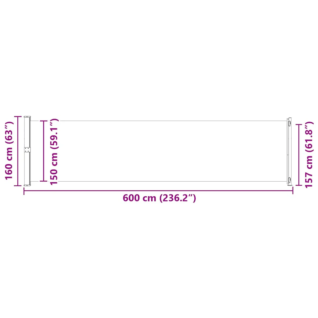 sammenrullelig sidemarkise til terrassen 600x160 cm brun - Image 9