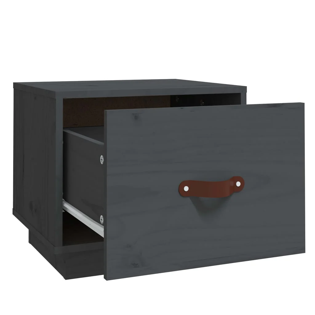 sengebord 40x34x35 cm massivt fyrretræ grå - Image 7