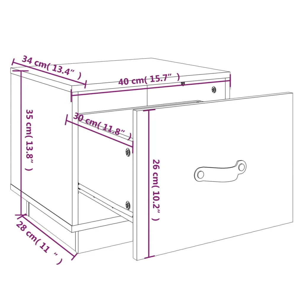 sengebord 40x34x35 cm massivt fyrretræ grå - Image 8