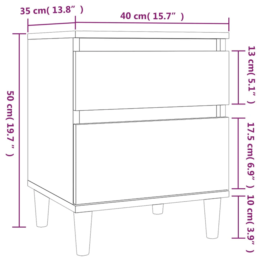 sengeborde 2 stk. 40x35x50 cm røget egetræsfarve - Image 10