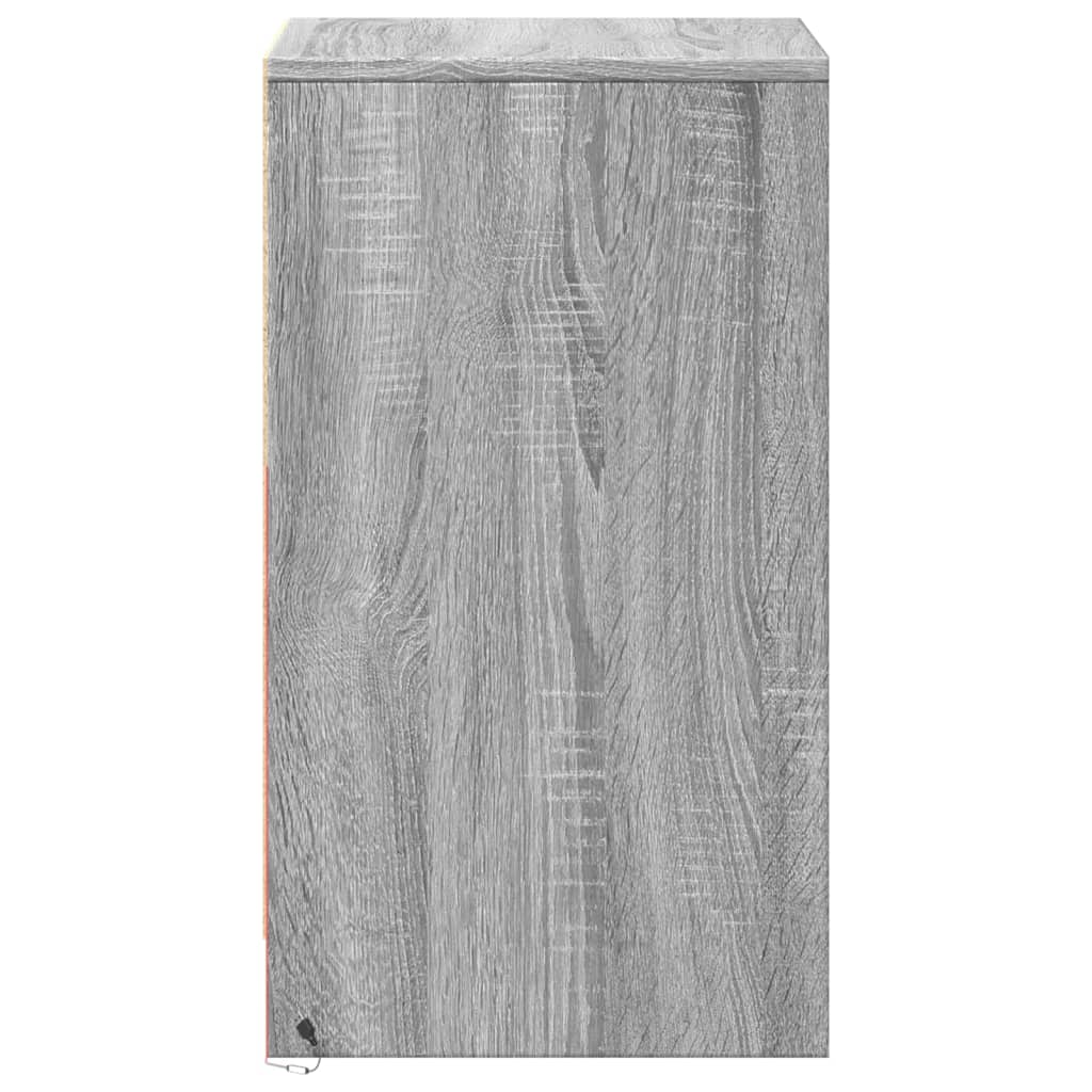 sengeborde 2 stk. med LED-lys konstrueret træ grå sonoma-eg - Image 7