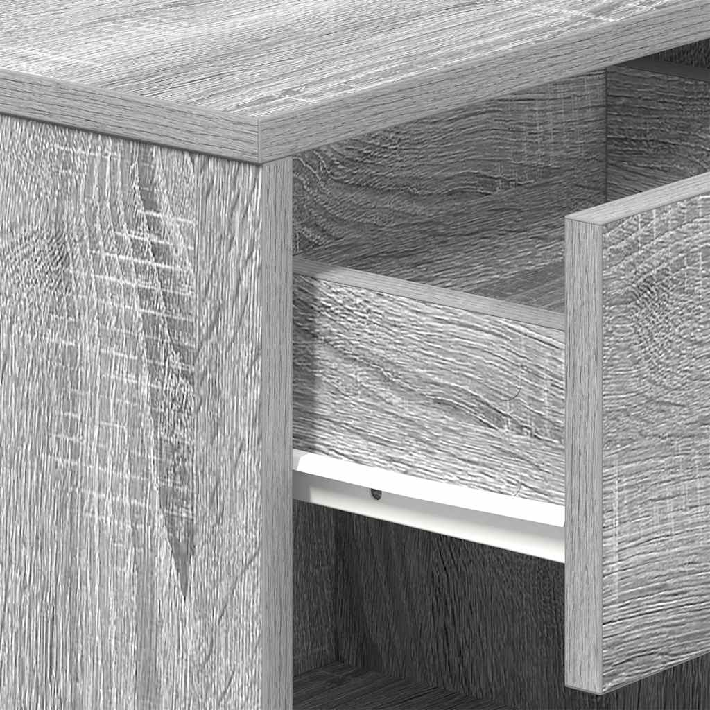sengeborde 2 stk. med skuffe 39x28x41 cm grå sonoma-eg - Image 8