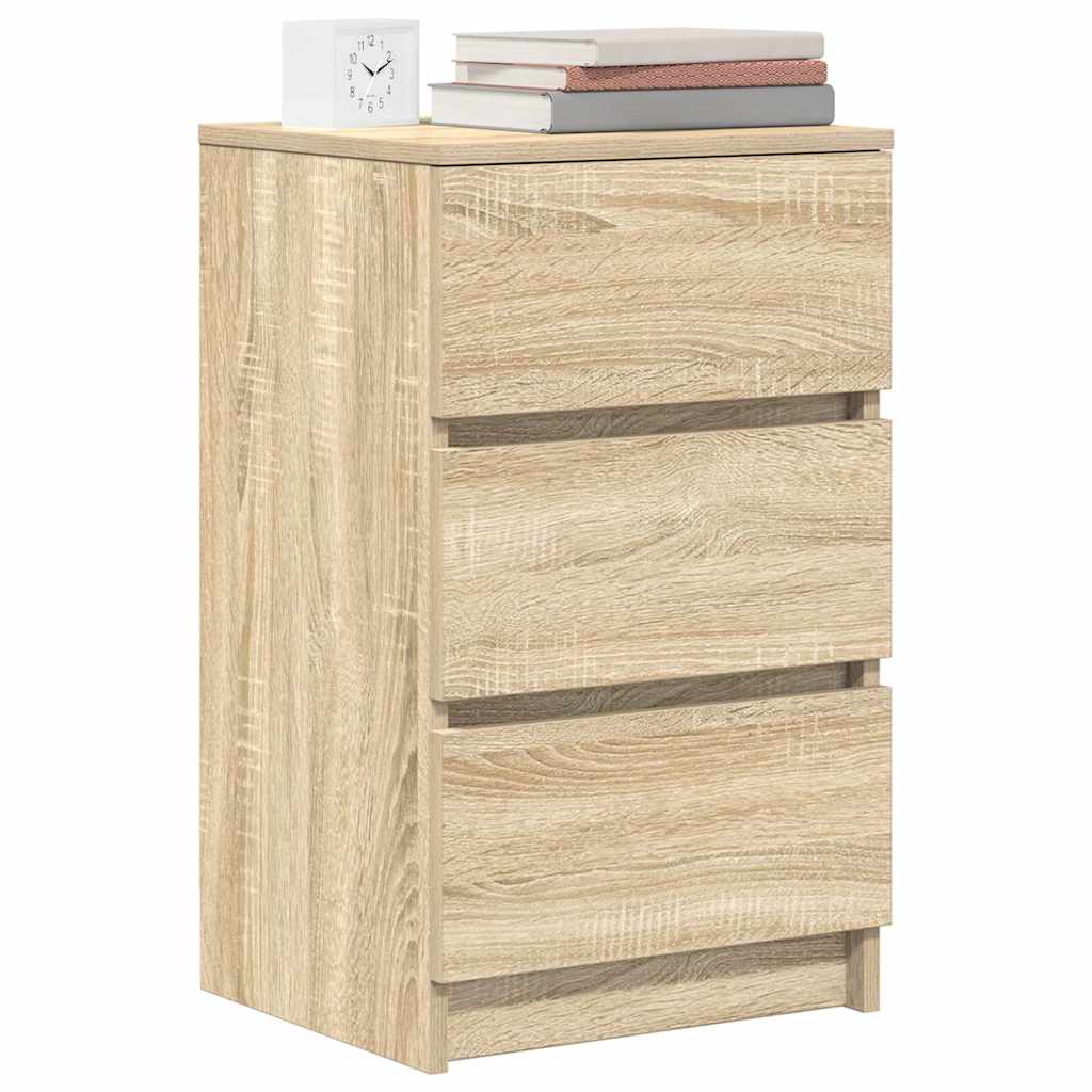 sengeborde med 3 skuffer 2 stk. 39x35x65 cm sonoma-eg - Image 4