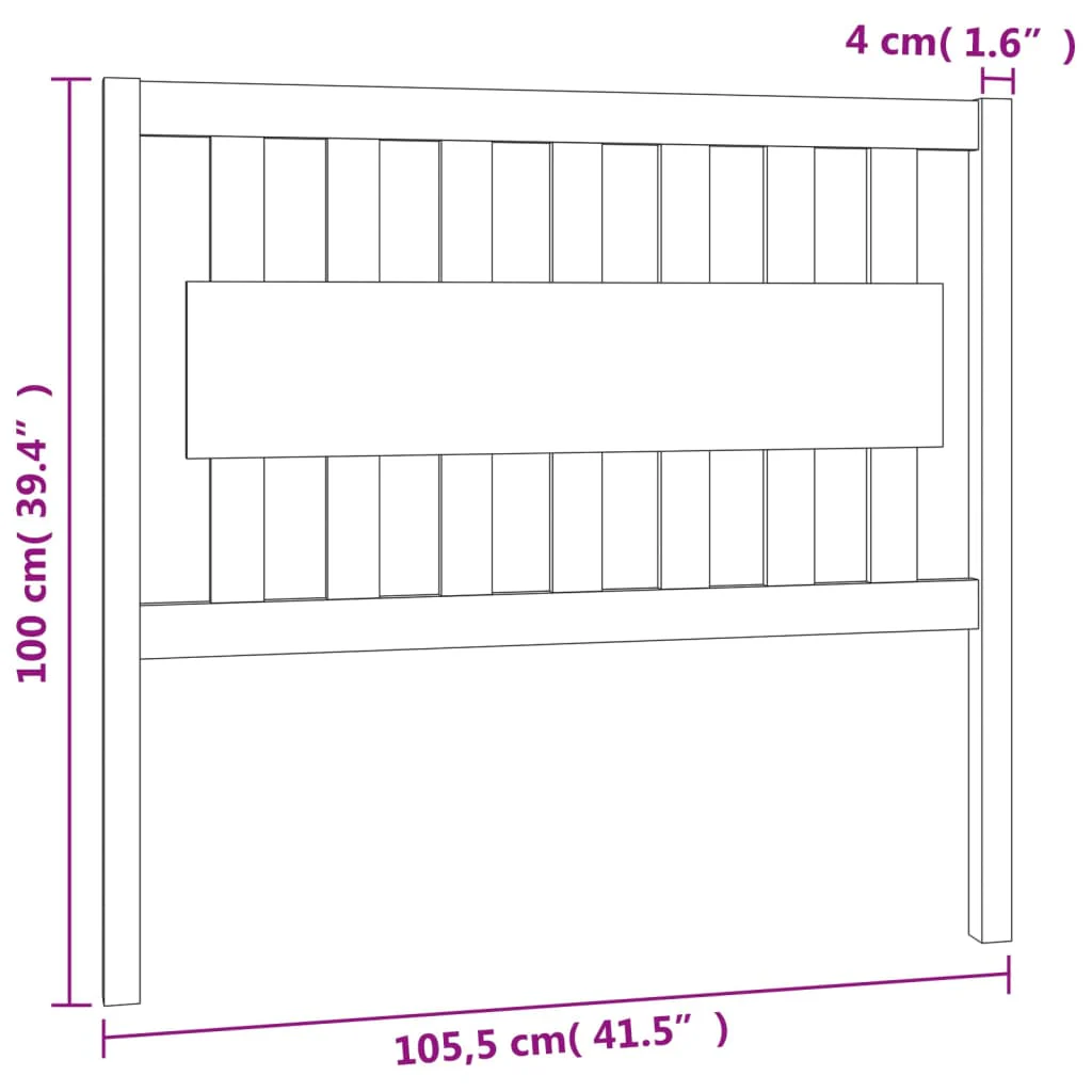 sengegærde 105,5x4x100 cm massivt fyrretræ grå - Image 6