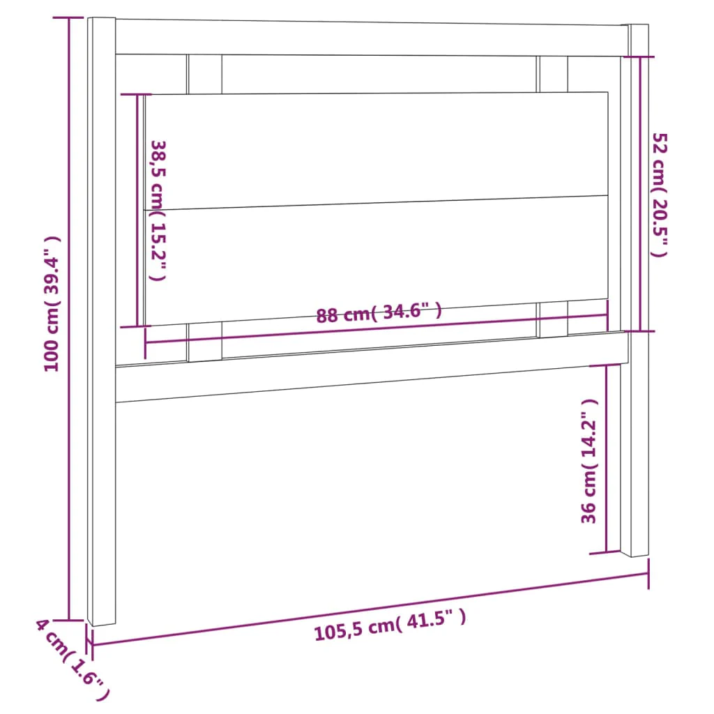 sengegærde 105,5x4x100 cm massivt fyrretræ gyldenbrun - Image 6