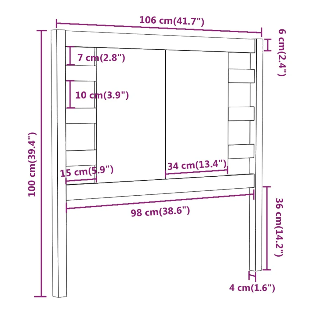sengegærde 106x4x100 cm massivt fyrretræ gyldenbrun - Image 6