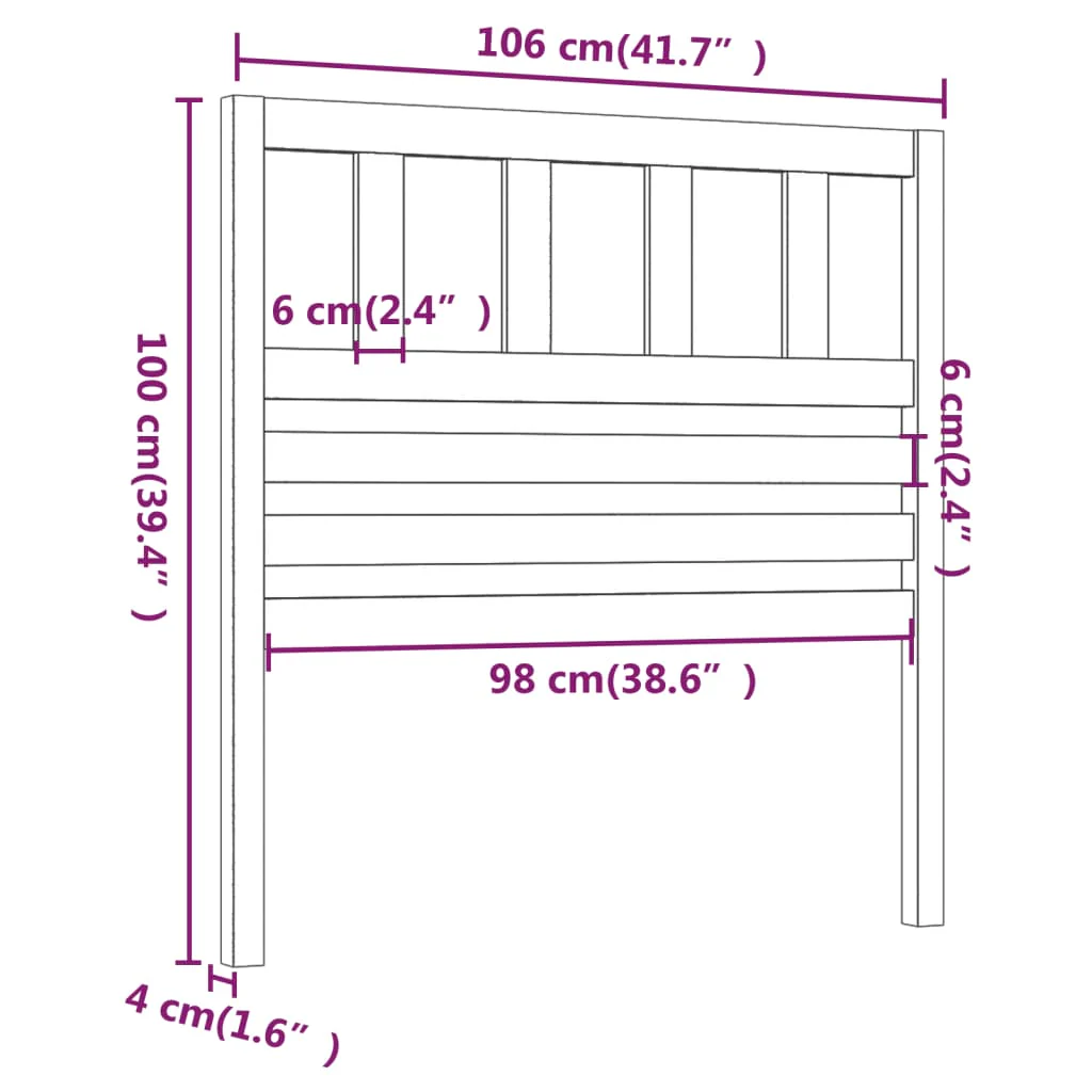 sengegærde 106x4x100 cm massivt fyrretræ sort - Image 5