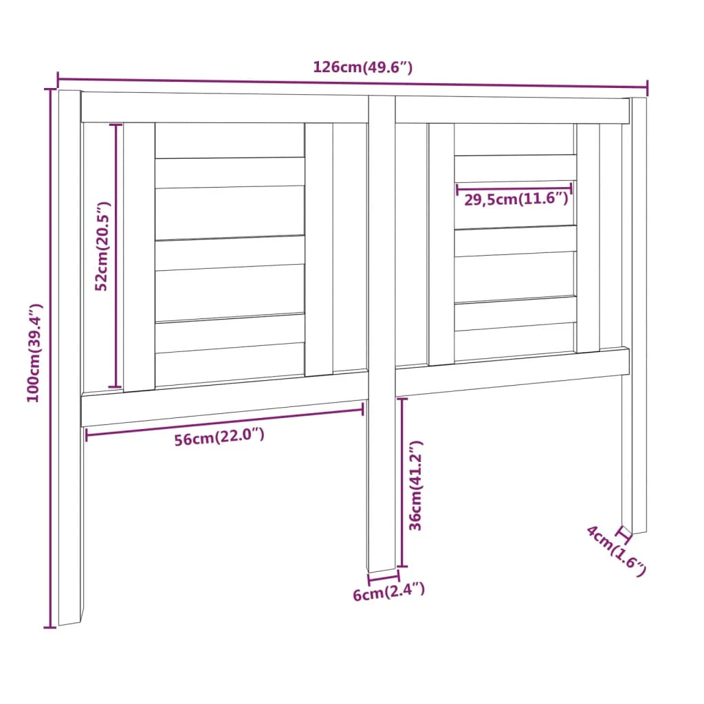 sengegærde 126x4x100 cm massivt fyrretræ hvid - Image 6