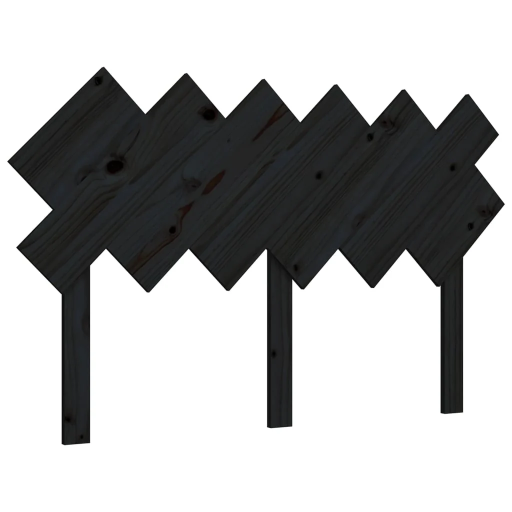 sengegærde 132x3x81 cm massivt fyrretræ sort - Image 2