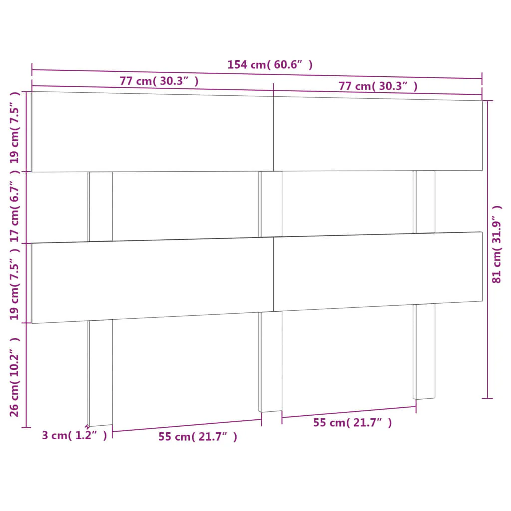 sengegærde 154x3x81 cm massivt fyrretræ - Image 6
