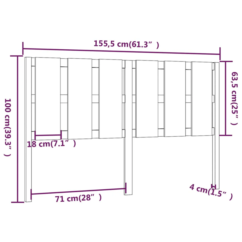 sengegærde 155,5x4x100 cm massivt fyrretræ sort - Image 6