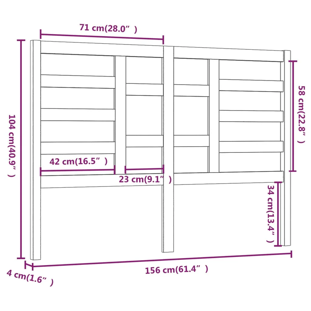 sengegærde 156x4x104 cm massivt fyrretræ sort - Image 6