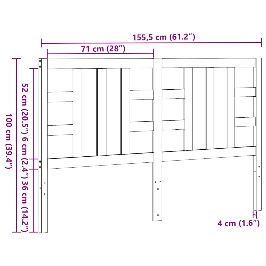 sengegærde 166x4x100 cm massivt fyrretræ gyldenbrun - Image 8