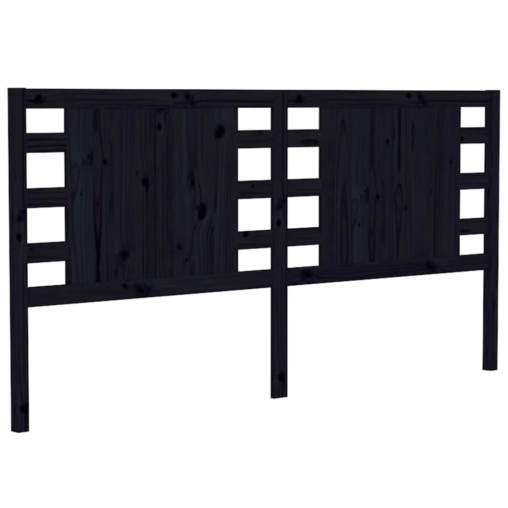 sengegærde 166x4x100 cm massivt fyrretræ sort - Image 2