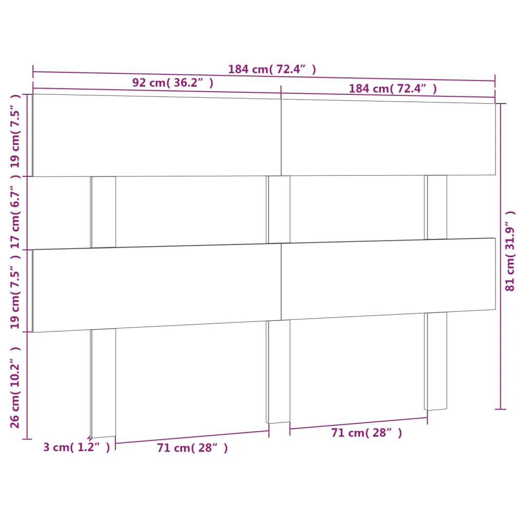 sengegærde 184x3x81 cm massivt fyrretræ gyldenbrun - Image 6