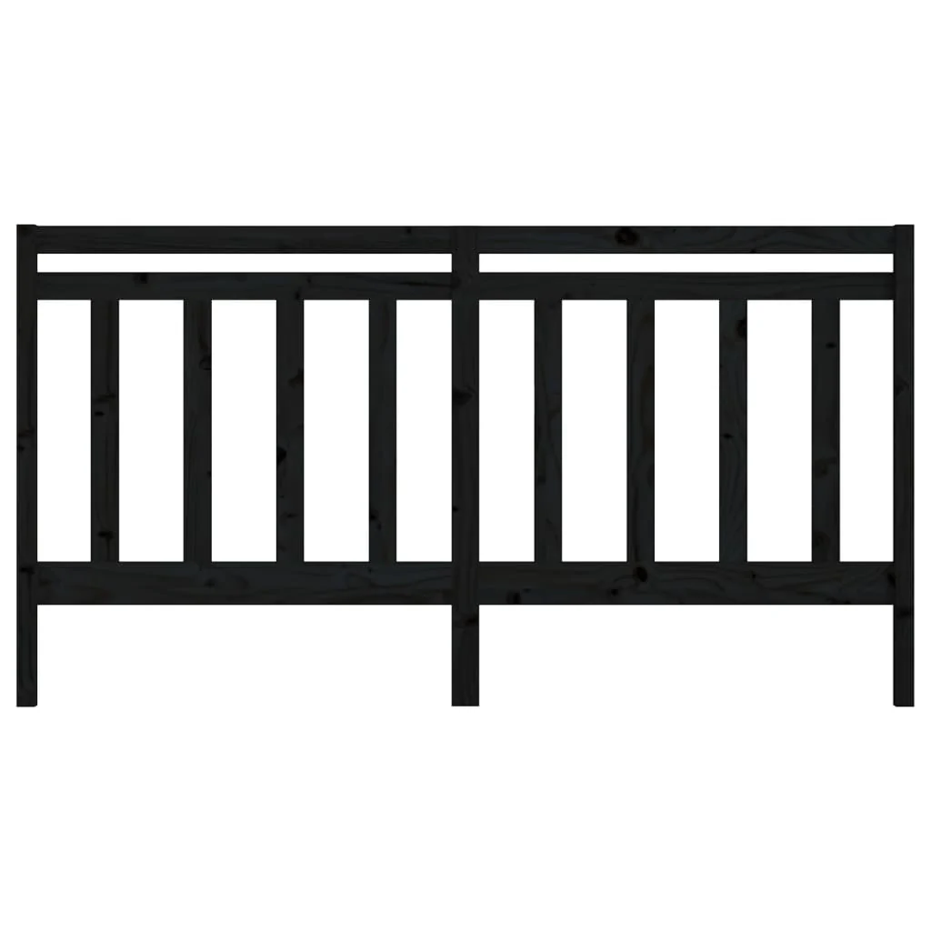 sengegærde 186x4x100 cm massivt fyrretræ sort - Image 4