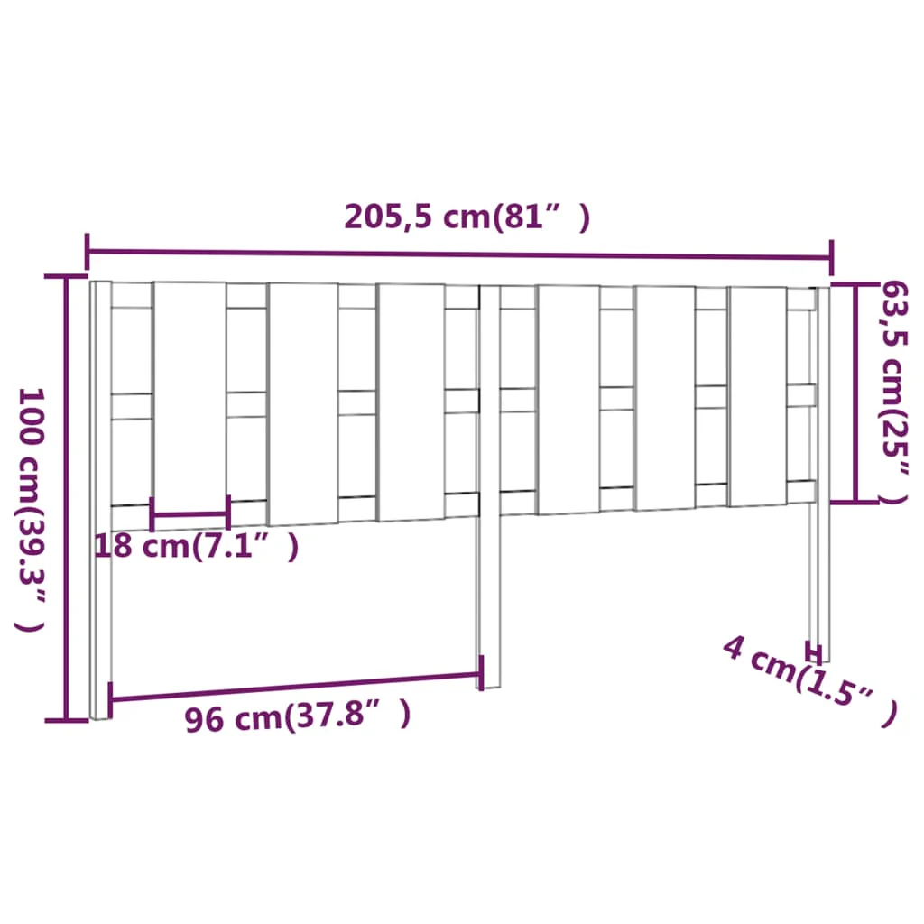 sengegærde 205,5x4x100 cm massivt fyrretræ gyldenbrun - Image 6