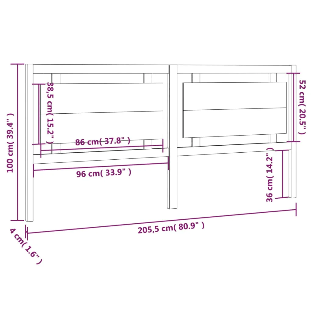 sengegærde 205,5x4x100 cm massivt fyrretræ hvid - Image 6