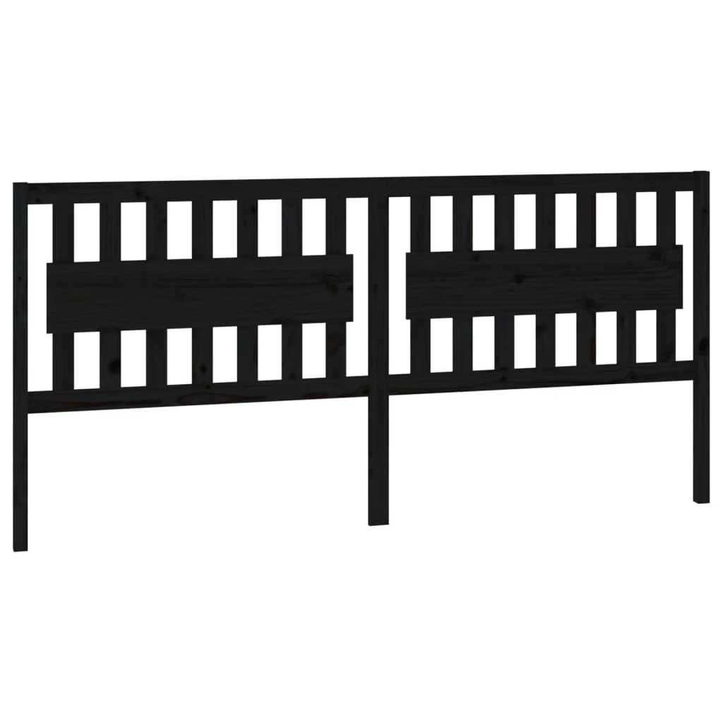 sengegærde 205,5x4x100 cm massivt fyrretræ sort - Image 2