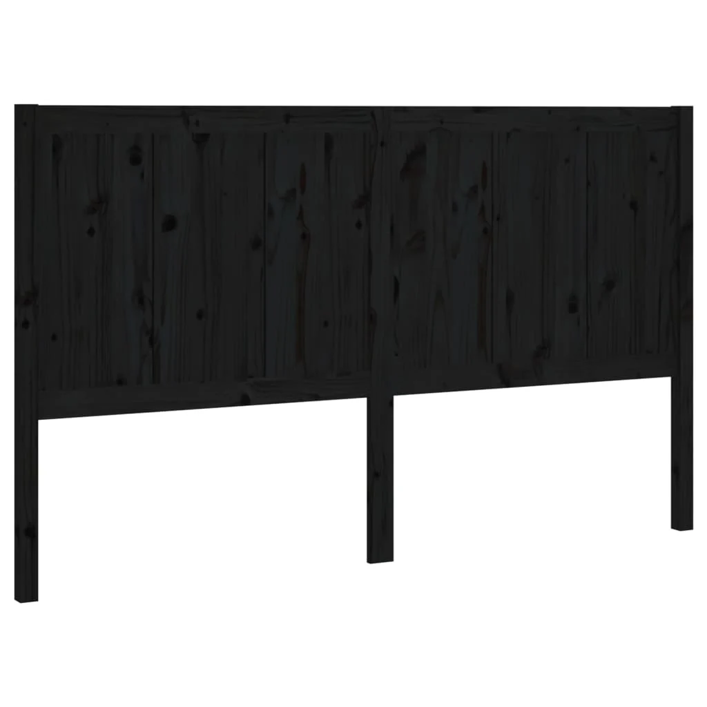 sengegærde 205,5x4x100 cm massivt fyrretræ sort - Image 2