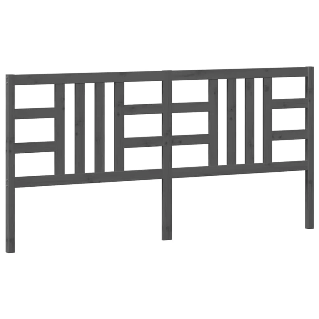 sengegærde 206x4x100 cm massivt fyrretræ grå - Image 2