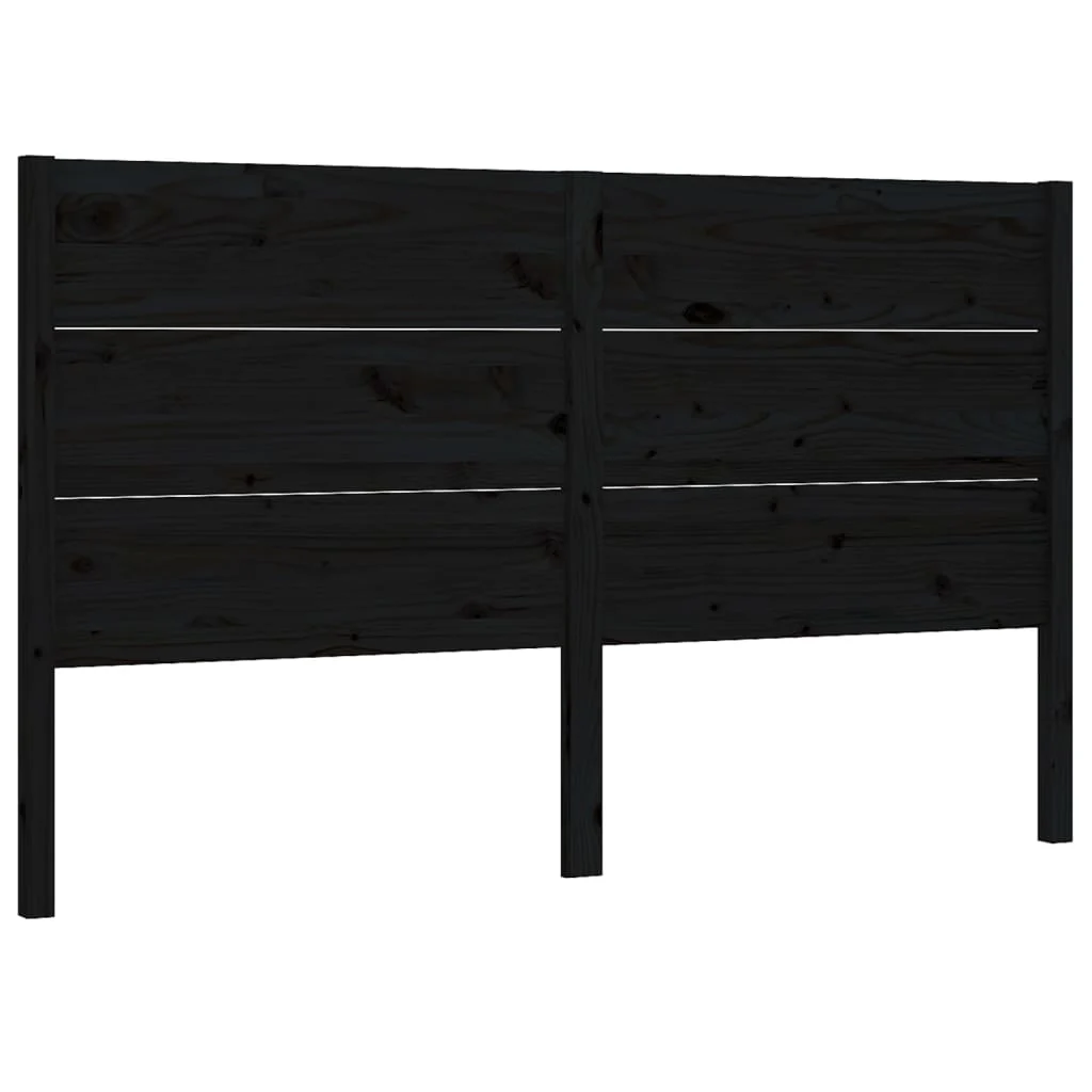 sengegærde 206x4x100 cm massivt fyrretræ sort - Image 2