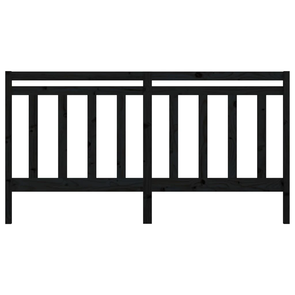 sengegærde 206x4x100 cm massivt fyrretræ sort - Image 4